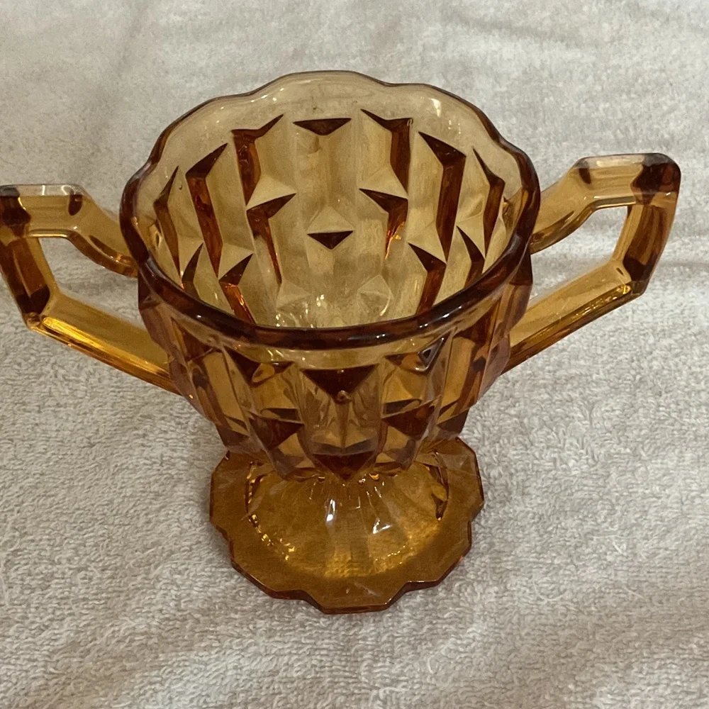 Amber Glass Creamer and Sugar Set